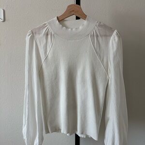 All Saints White Long Sleeve Blouse